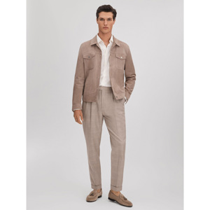 REISS COLLECT Slim Fit Check Adjuster Trousers With Turn Ups